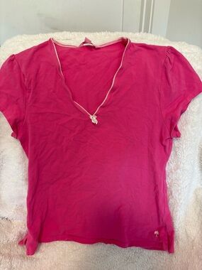 Lilly Pulitzer Hot Pink V-Neck Short Sleeve Tee
